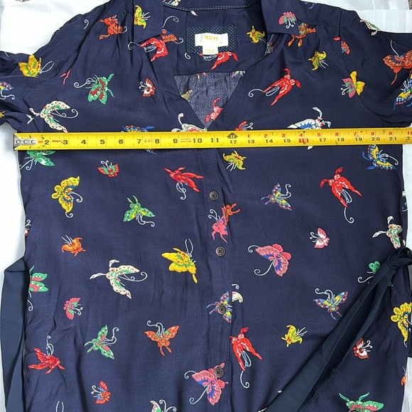 Anthropologie Midi Flutterby Navy Butterfly Dress- M - Picture 13 of 14